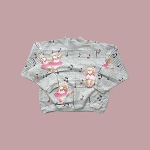 Vintage Girls Spumoni Ballerina Teddy Bear Mockneck Pullover Sweatshirt, Size 7